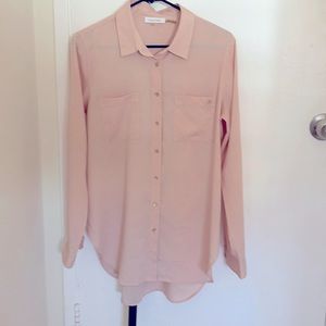 2 for $25!!! Calvin Klein  sheer pink button up with gold emblem and buttons